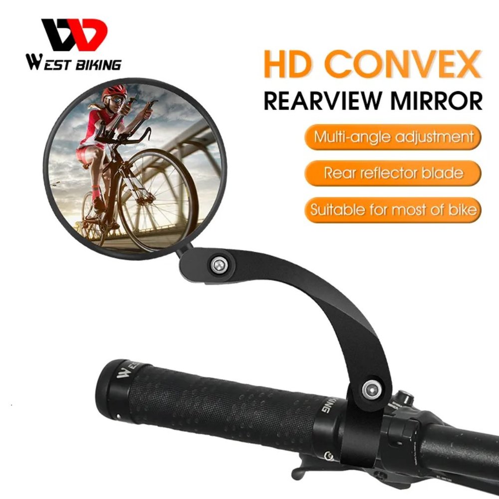 WEST BIKING Bicycle Rearview Mirror HD Wide-Angle Convex Adjustable Safety